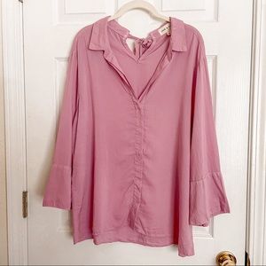 Cloth & Stone Mauve Button Down Soft Blouse Medium
